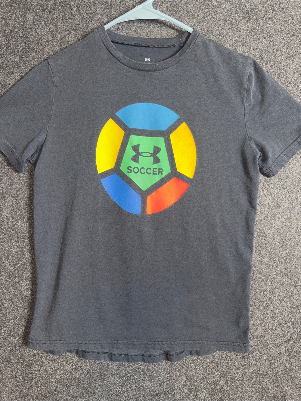 Under Armour Kids Soccer Graphic T Shirt Gray Short Sleeve YLG Large